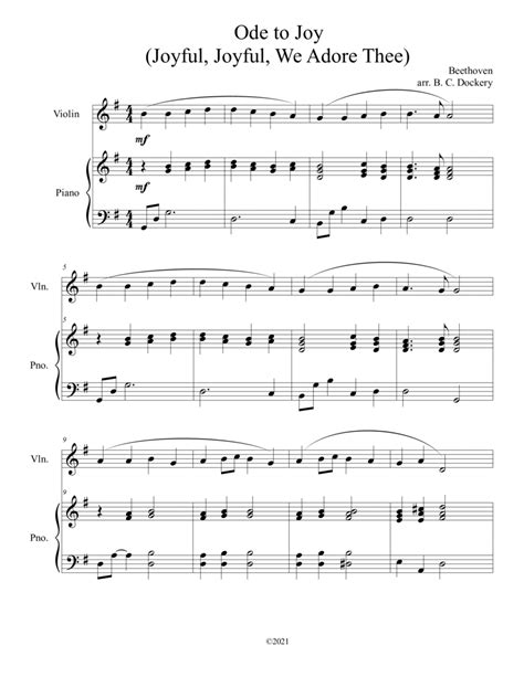 Joyful, Joyful, We Adore Thee (Violin Duet With Piano Accompaniment)